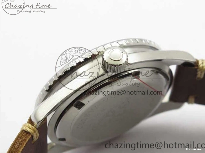 0115 Vintage Seamaster 300 Date T SS B12 Black Dial On Brown Leather Strap A2836 (Free Nylon Strap) WeatherProof 7911